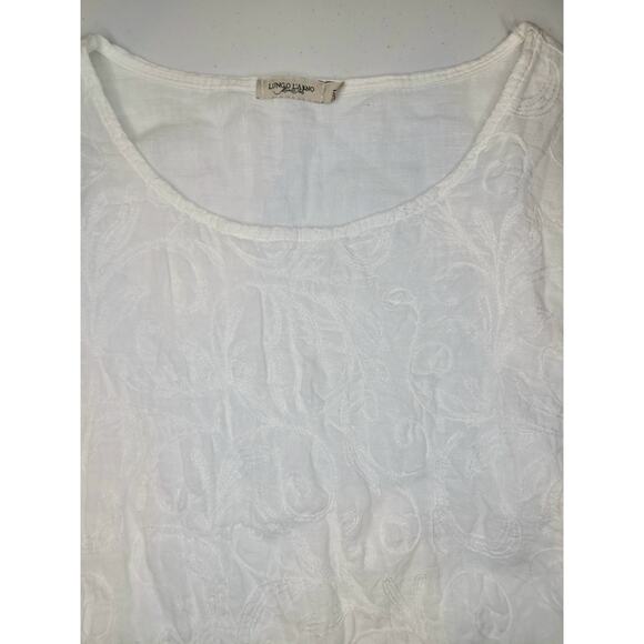 Lungo L'Arno Womens M Embroidered Top 100% Linen, Beachy Feminine Made In Italy - Picture 2 of 12